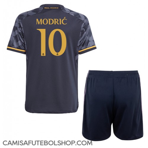 Camisa de time de futebol Real Madrid Luka Modric #10 Replicas 2º Equipamento Infantil 2023-24 Manga Curta (+ Calças curtas)